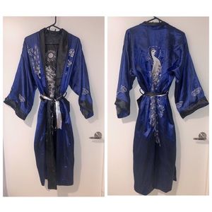 Trendy robe with beautiful peacock embroidery